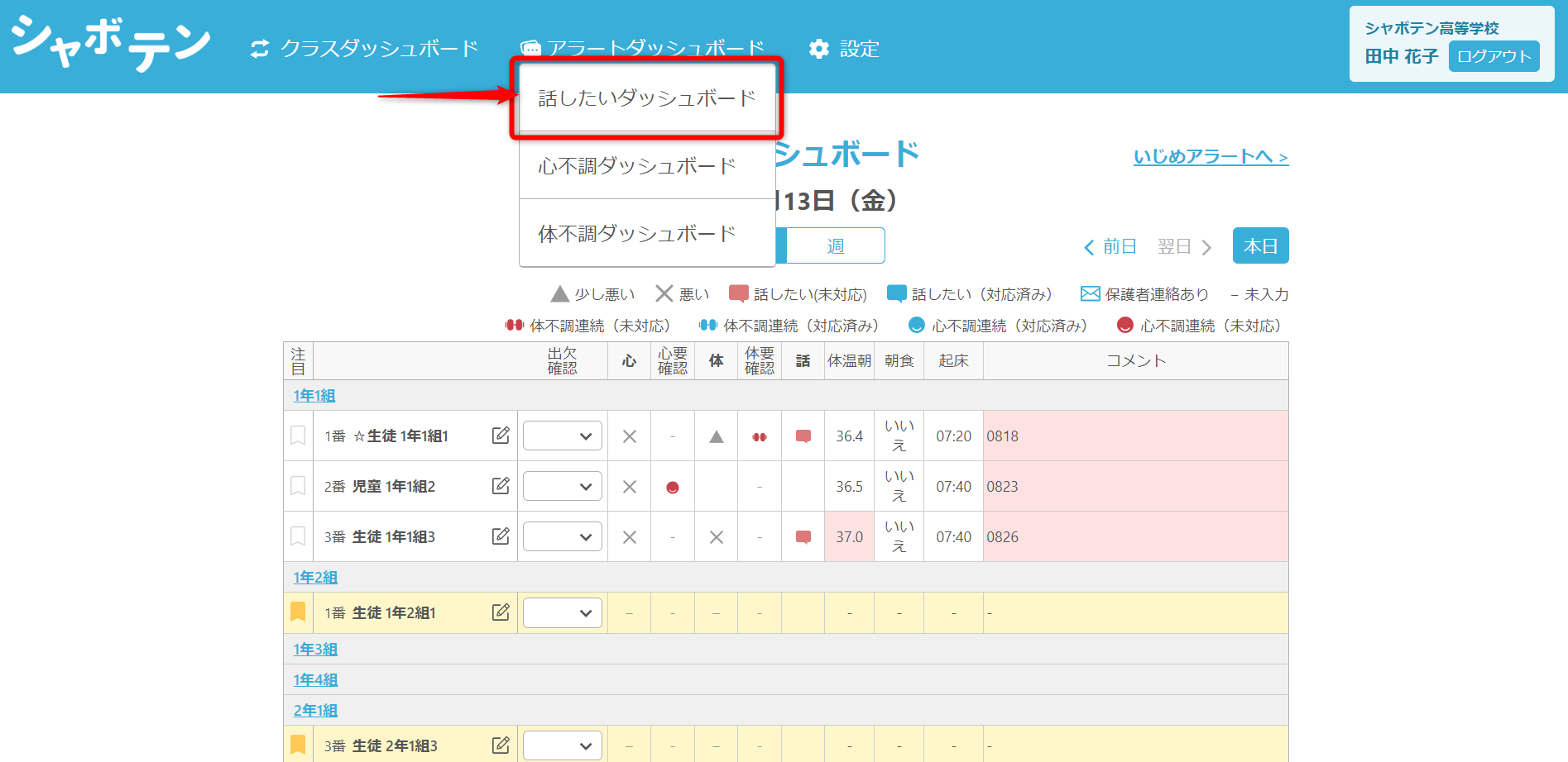 話したいダッシュボード画面例